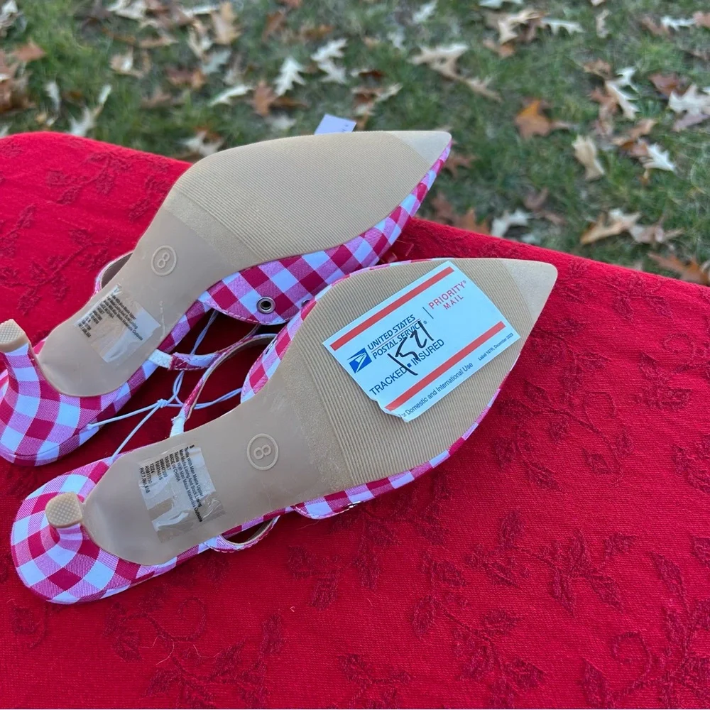 Wild Fable - Women's Lysandra Gingham Eyelet Kitten Heels - size 8 picnic summer